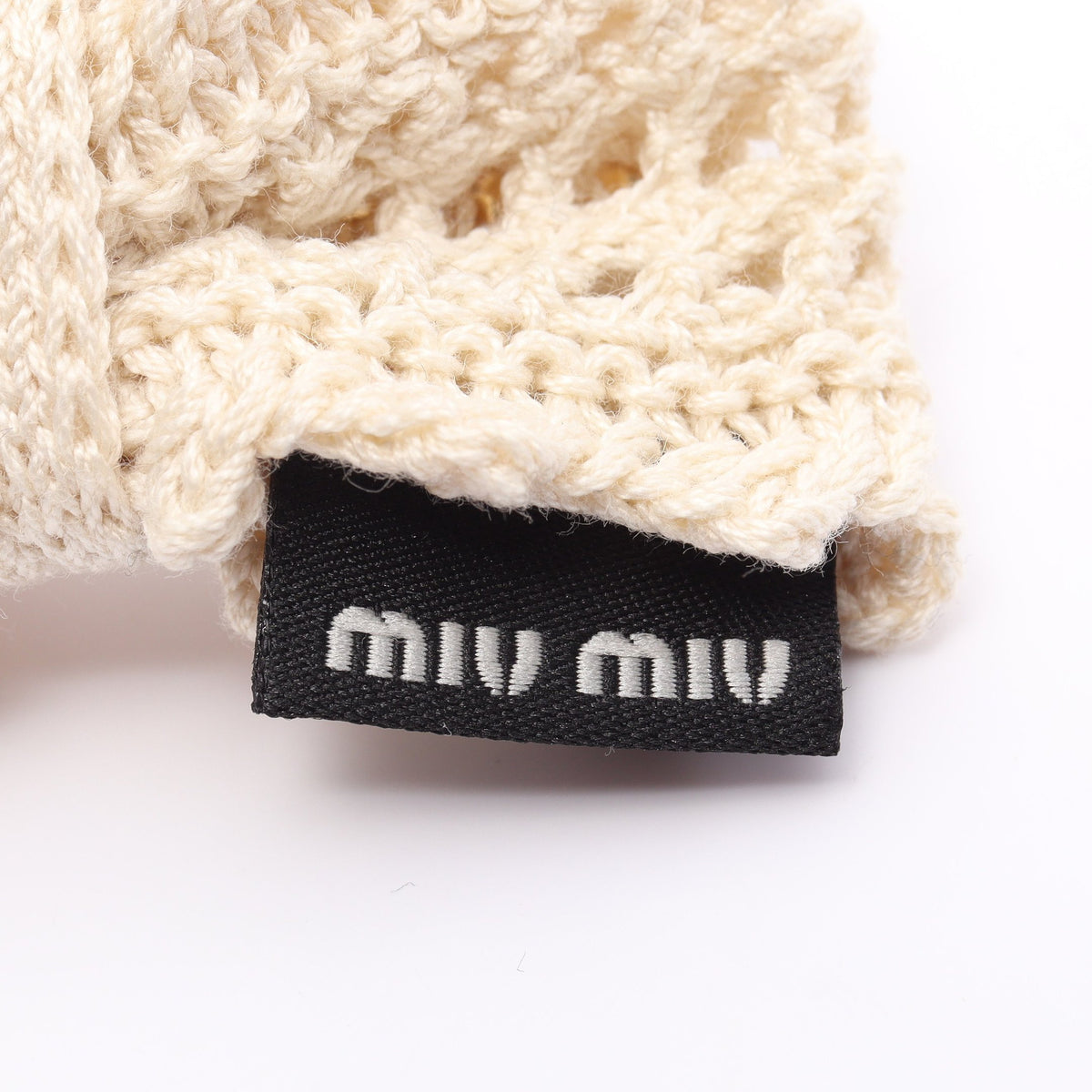 リボン バレッタ ヘアクリップ コットン オフホワイト ミュウミュウ アクセサリー miu miu
