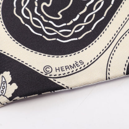 ツイリー FESTIVAL DES AMAZONES リボン スカーフ シルク ベージュ ブラック ホワイト エルメス 財布・小物 HERMES