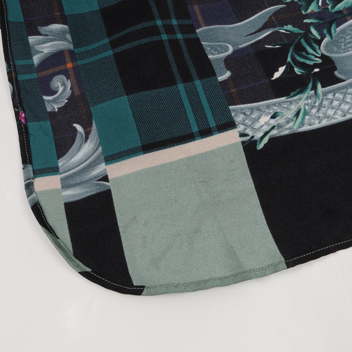 Shirts Dress Deep Jade パッチワーク ロング シャツ シルク ライトグリーン ブラック マルチカラー サルヴァトーレフェラガモ