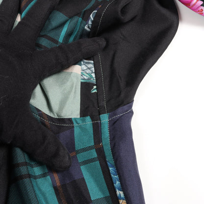 Shirts Dress Deep Jade パッチワーク ロング シャツ シルク ライトグリーン ブラック マルチカラー サルヴァトーレフェラガモ