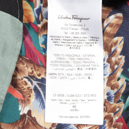 Shirts Dress Deep Jade パッチワーク ロング シャツ シルク ライトグリーン ブラック マルチカラー サルヴァトーレフェラガモ