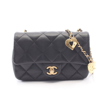 マトラッセ チェーンショルダーバッグ ラムスキン ブラック ゴールド金具 シャネル バッグ CHANEL