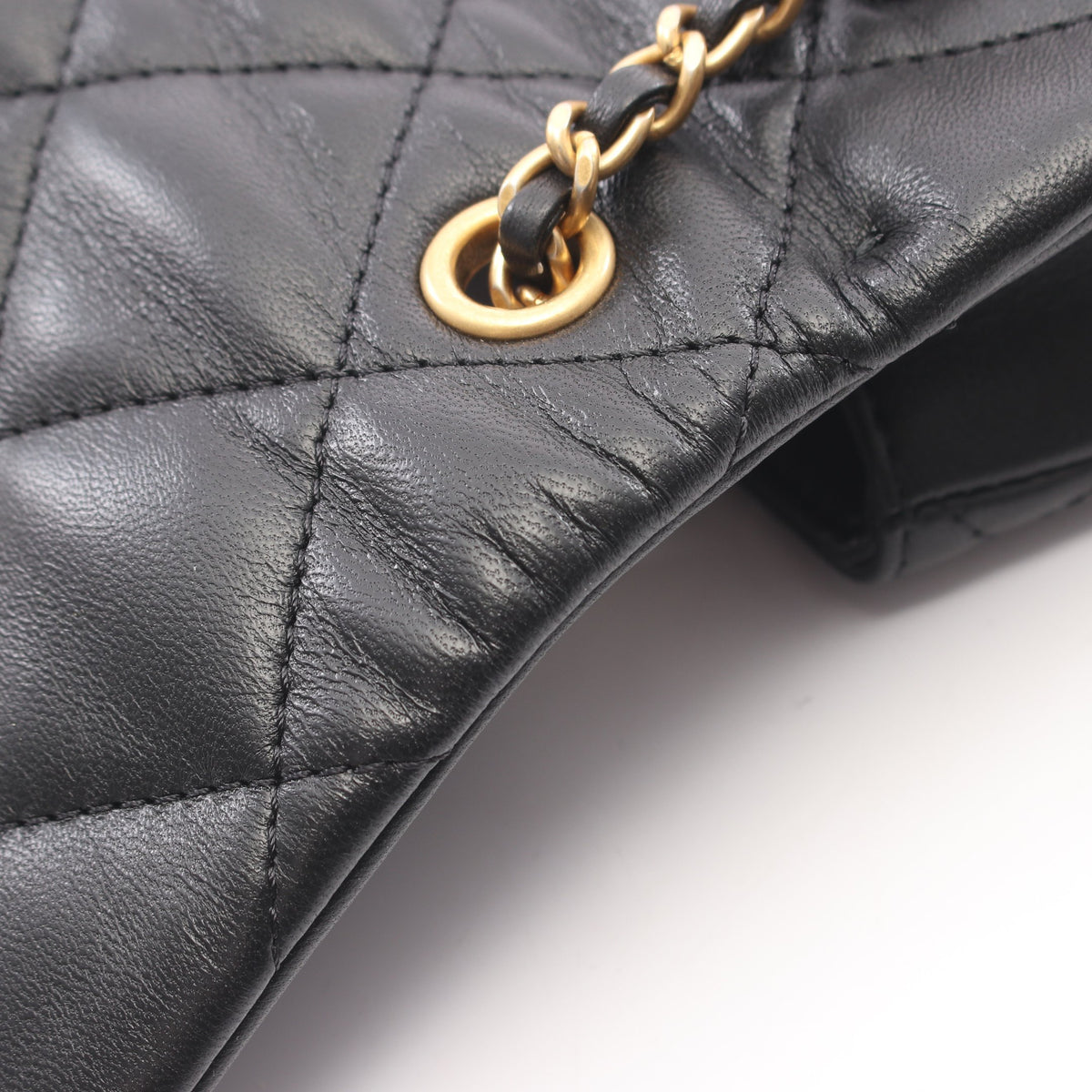 マトラッセ チェーンショルダーバッグ ラムスキン ブラック ゴールド金具 シャネル バッグ CHANEL
