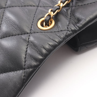 マトラッセ チェーンショルダーバッグ ラムスキン ブラック ゴールド金具 シャネル バッグ CHANEL