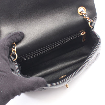 マトラッセ チェーンショルダーバッグ ラムスキン ブラック ゴールド金具 シャネル バッグ CHANEL