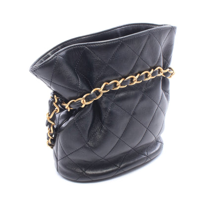 マトラッセ バケットバッグ チェーンショルダーバッグ ラムスキン ブラック ゴールド金具 シャネル バッグ CHANEL