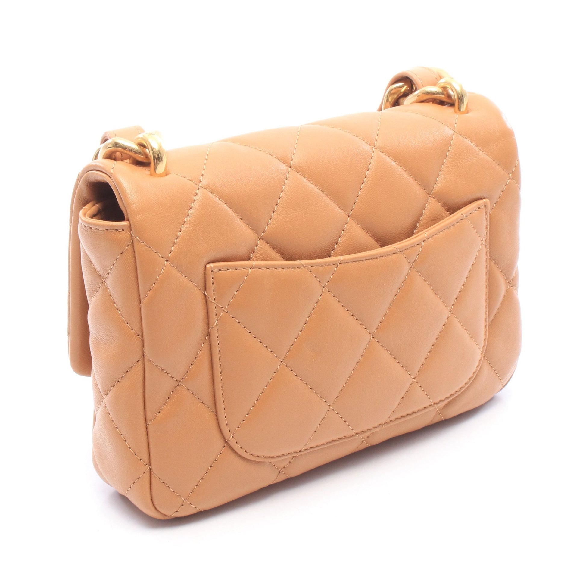 マトラッセ スモールフラップバッグ チェーンショルダーバッグ レザー ブラウン ゴールド金具 シャネル バッグ CHANEL