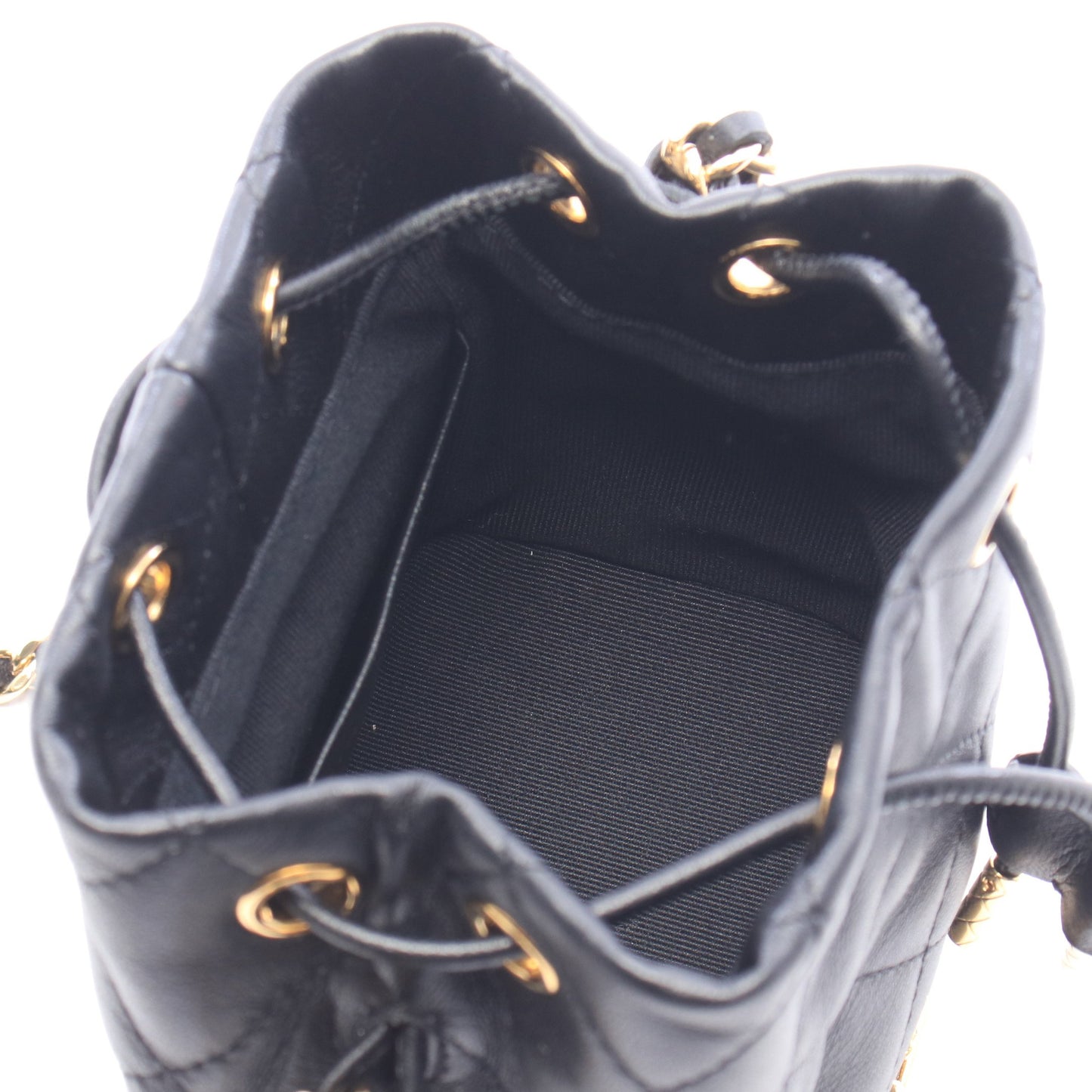 マトラッセ スモール バケットバック ショルダーバッグ ラムスキン ブラック ゴールド金具 シャネル バッグ CHANEL