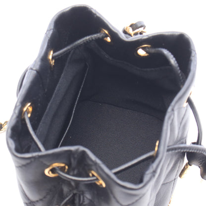 マトラッセ スモール バケットバック ショルダーバッグ ラムスキン ブラック ゴールド金具 シャネル バッグ CHANEL