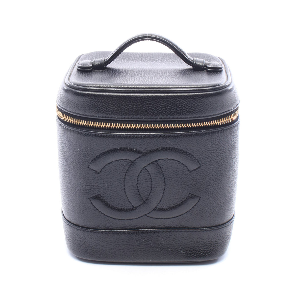 ココマーク ハンドバッグ バニティバッグ キャビアスキン ブラック ゴールド金具 シャネル バッグ CHANEL