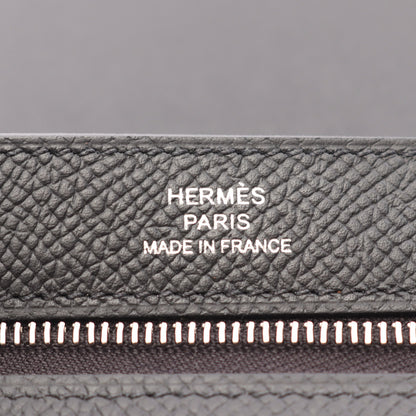 ニュー Hパッサン トゥタンマン ブラック 二つ折り長財布 ヴォーエプソン ブラック シルバー金具 W刻印 エルメス 財布・小物 HERMES