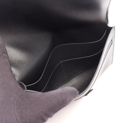 ニュー Hパッサン トゥタンマン ブラック 二つ折り長財布 ヴォーエプソン ブラック シルバー金具 W刻印 エルメス 財布・小物 HERMES