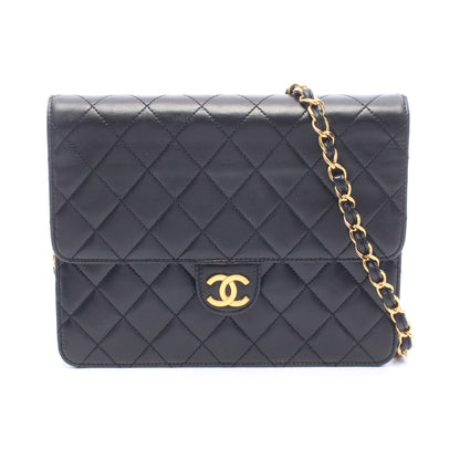 マトラッセ シングルフラップ チェーンショルダーバッグ ラムスキン ブラック ゴールド金具 シャネル バッグ CHANEL