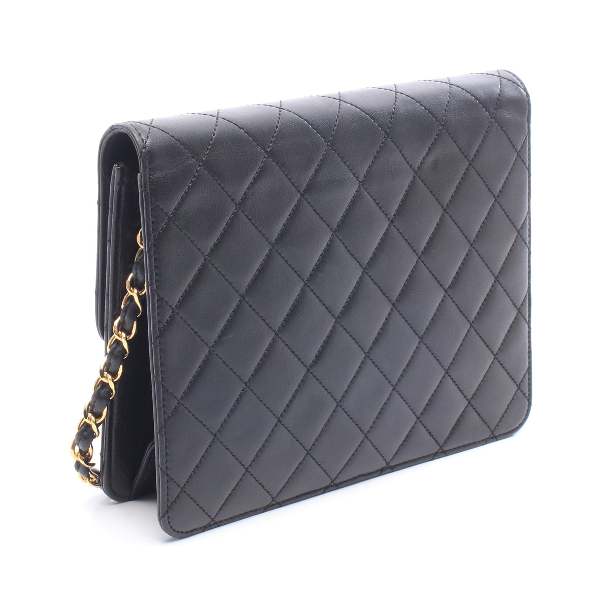 マトラッセ シングルフラップ チェーンショルダーバッグ ラムスキン ブラック ゴールド金具 シャネル バッグ CHANEL