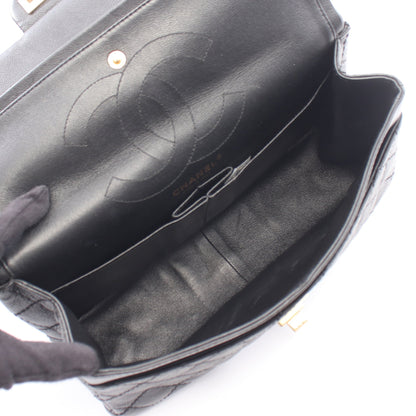 2.55 マトラッセ Wフラップ Wチェーンショルダーバッグ レザー ブラック ゴールド金具 シャネル バッグ CHANEL