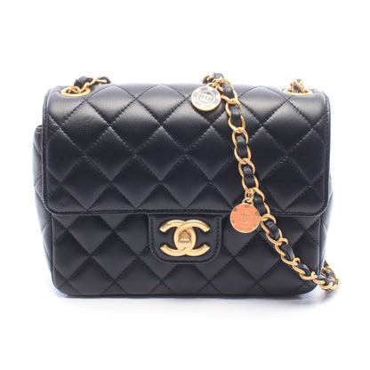 ミニマトラッセ チェーンショルダーバッグ ラムスキン ブラック ゴールド金具 シャネル バッグ CHANEL
