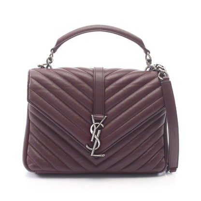 カレッジ 2WAY ハンドバッグ レザー バーガンディ サンローランパリ バッグ SAINT LAURENT PARIS