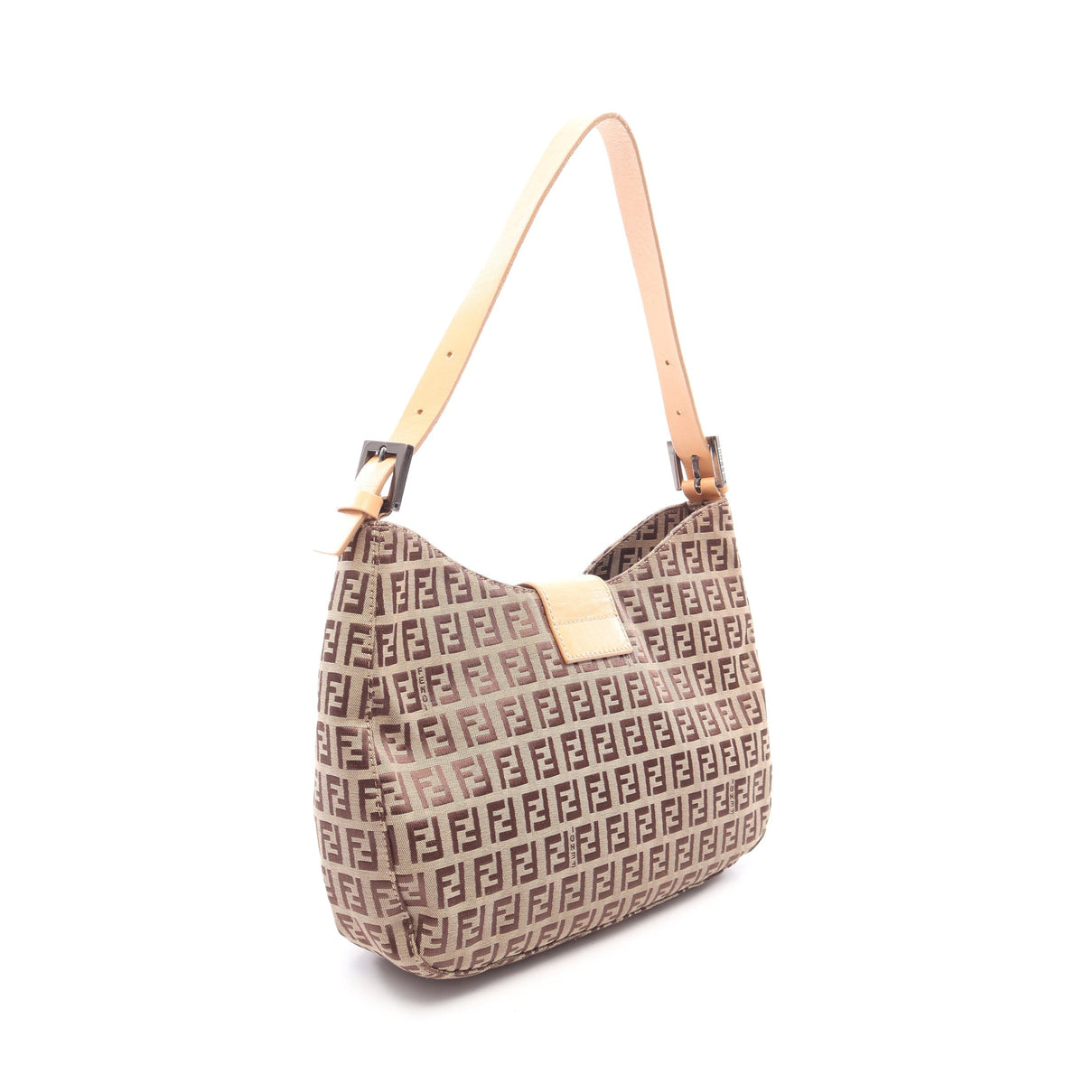 ズッキーノ ワンショルダーバッグ キャンバス レザー ベージュ ダークブラウン フェンディ バッグ FENDI