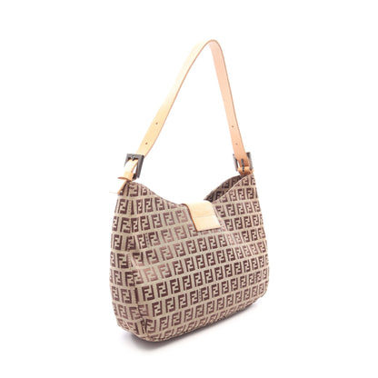 ズッキーノ ワンショルダーバッグ キャンバス レザー ベージュ ダークブラウン フェンディ バッグ FENDI