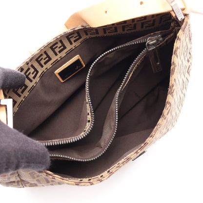 ズッキーノ ワンショルダーバッグ キャンバス レザー ベージュ ダークブラウン フェンディ バッグ FENDI