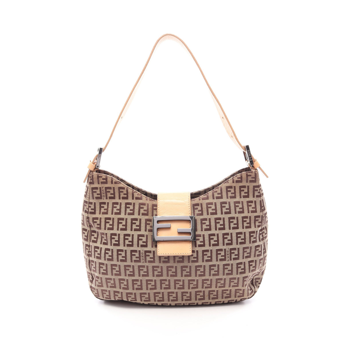 ズッキーノ ワンショルダーバッグ キャンバス レザー ベージュ ダークブラウン フェンディ バッグ FENDI