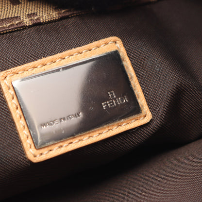 ズッキーノ ワンショルダーバッグ キャンバス レザー ベージュ ダークブラウン フェンディ バッグ FENDI