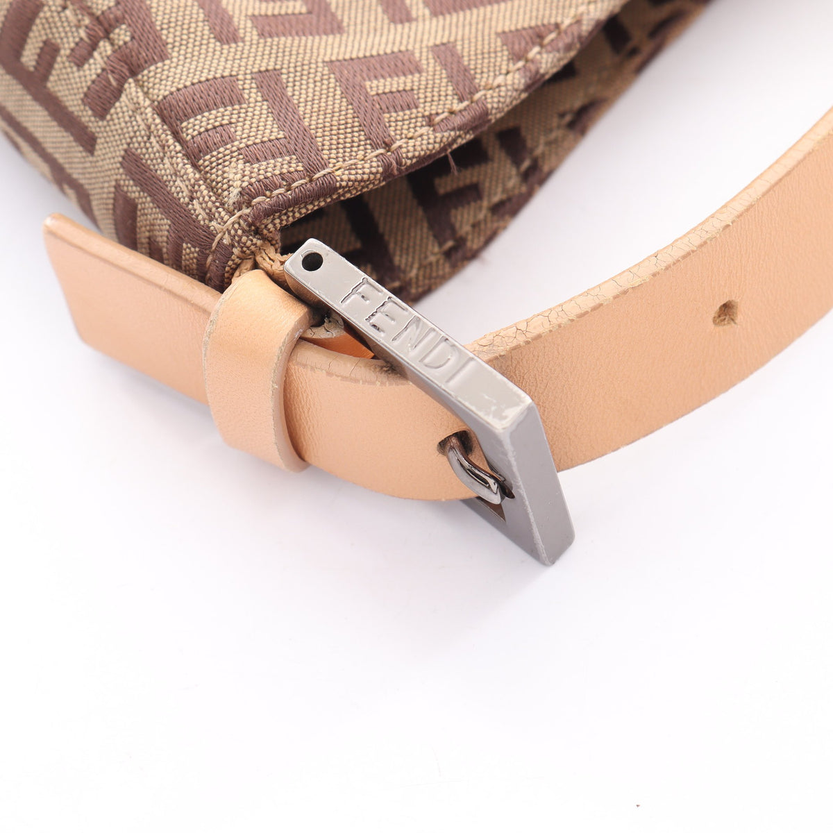 ズッキーノ ワンショルダーバッグ キャンバス レザー ベージュ ダークブラウン フェンディ バッグ FENDI