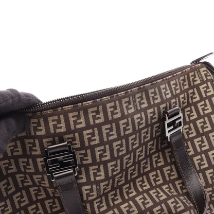 ズッキーノ ハンドバッグ キャンバス レザー ベージュ ダークブラウン フェンディ バッグ FENDI