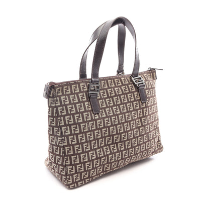 ズッキーノ ハンドバッグ キャンバス レザー ベージュ ダークブラウン フェンディ バッグ FENDI