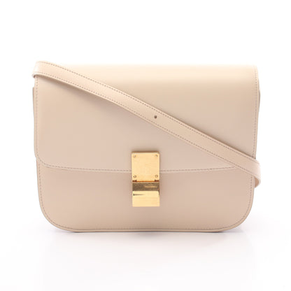 クラシックボックス ミディアム ショルダーバッグ レザー ライトベージュ セリーヌ バッグ CELINE