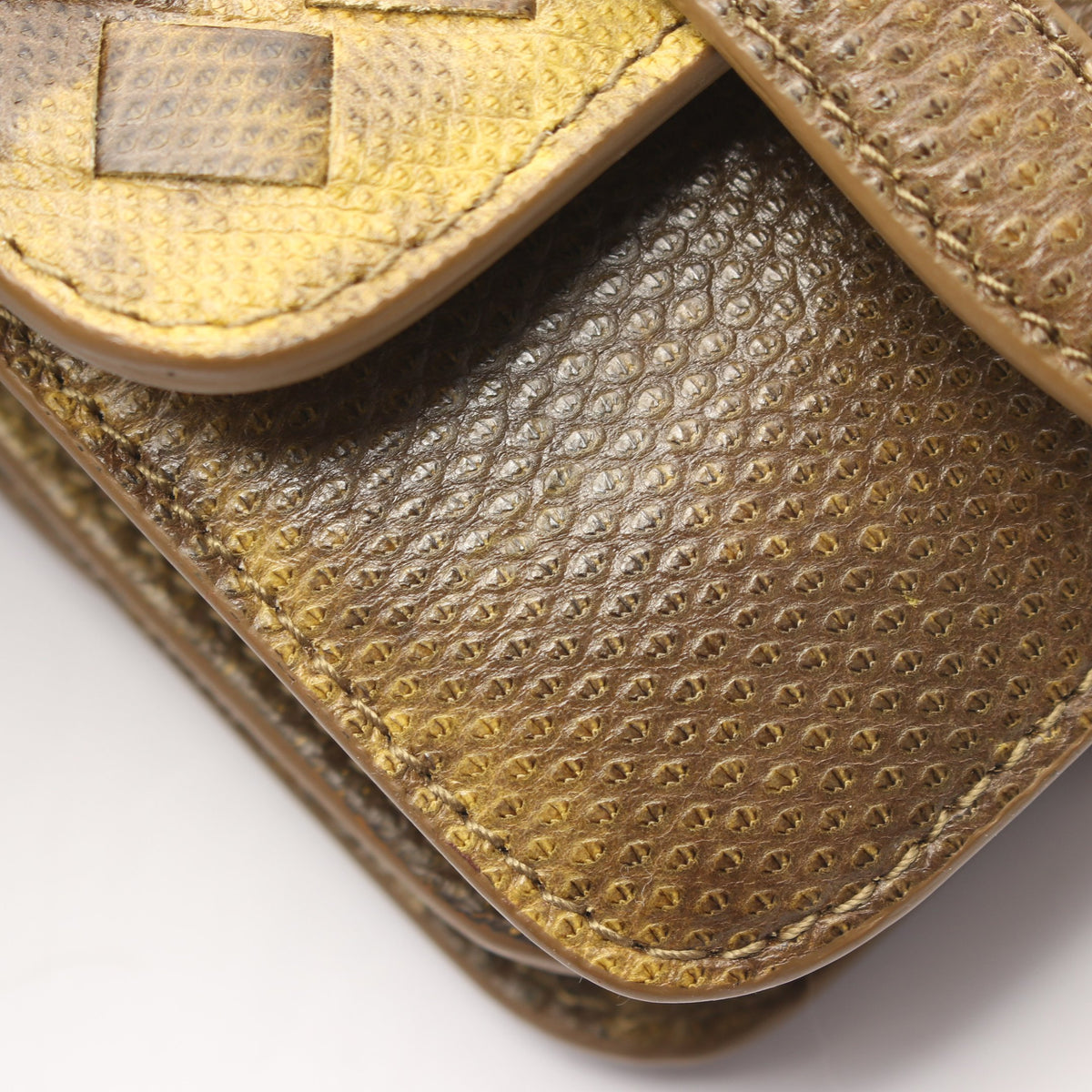 デュオ ハンドバッグ パイソン イエロー ブラウン ボッテガヴェネタ バッグ BOTTEGA VENETA