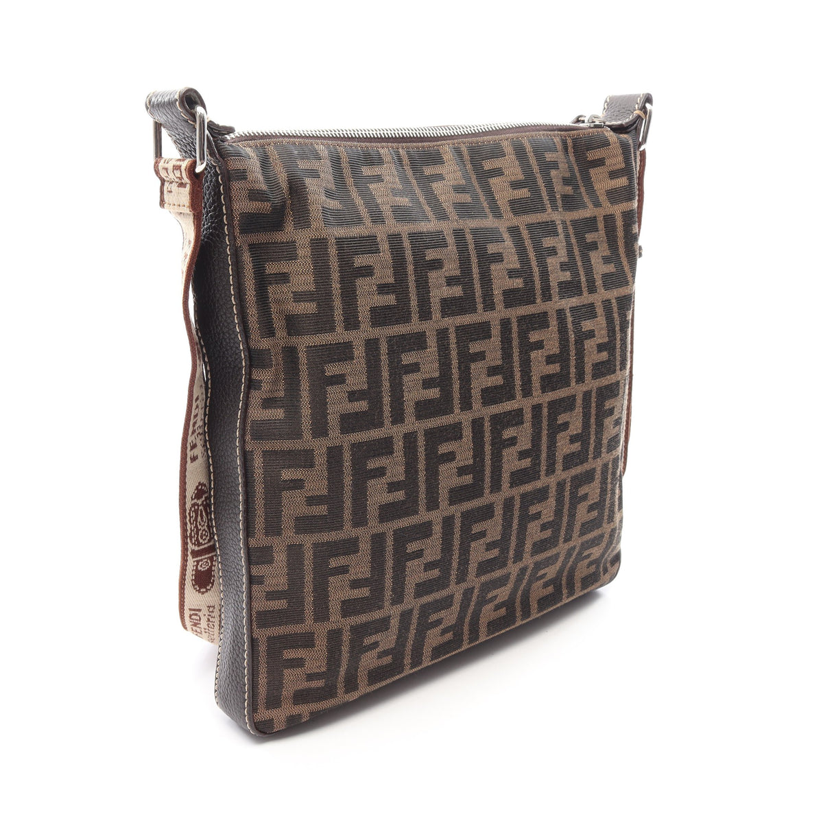 セレリア ズッカ ショルダーバッグ キャンバス レザー ブラウン ダークブラウン フェンディ バッグ FENDI