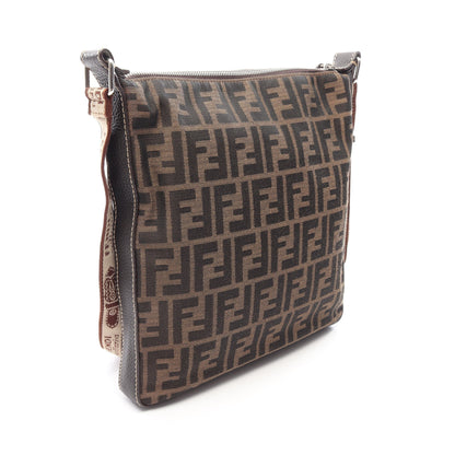 セレリア ズッカ ショルダーバッグ キャンバス レザー ブラウン ダークブラウン フェンディ バッグ FENDI