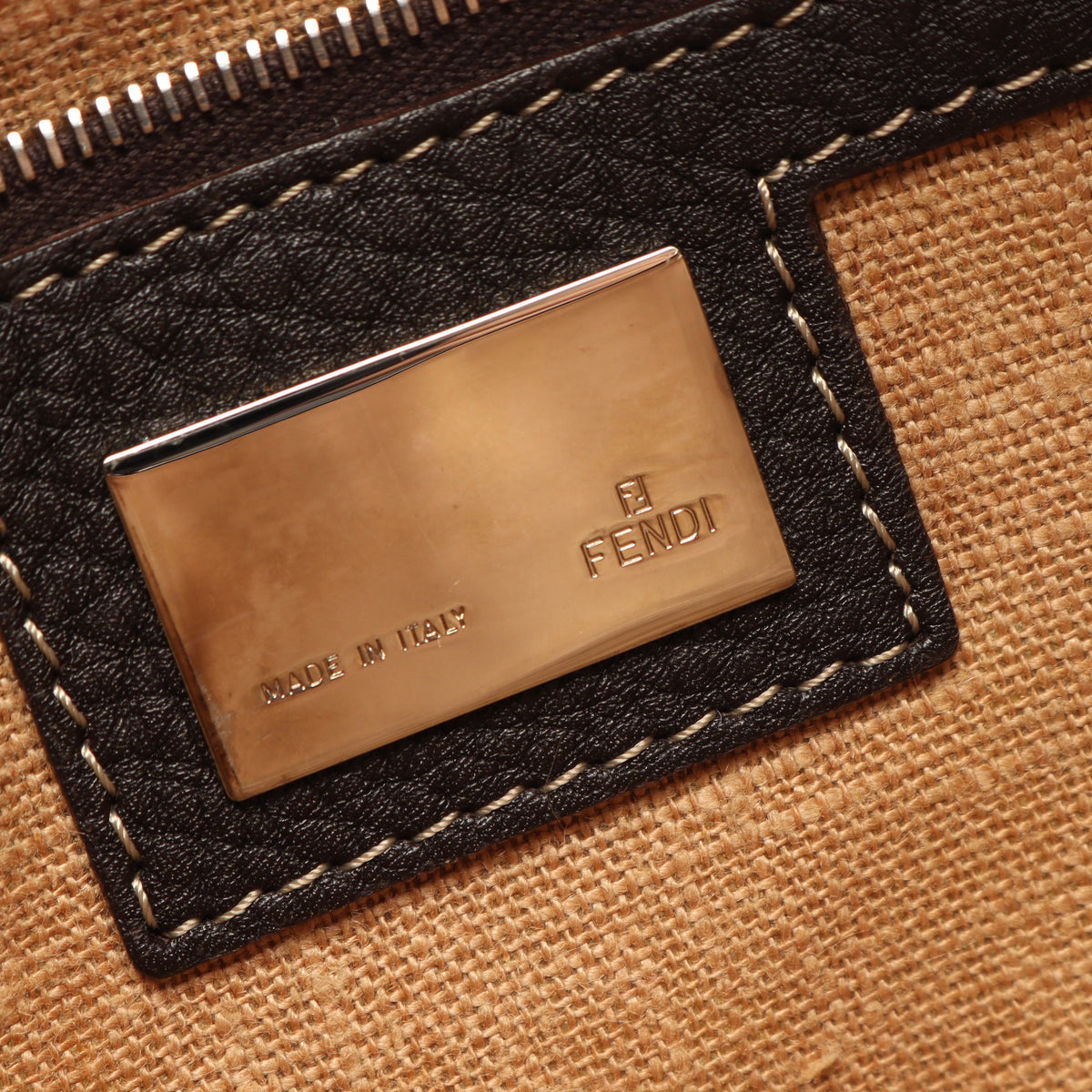 セレリア ズッカ ショルダーバッグ キャンバス レザー ブラウン ダークブラウン フェンディ バッグ FENDI