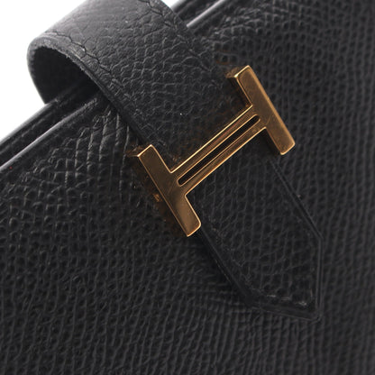 ベアンクラシック 二つ折り長財布 ヴォーエプソン ブラック ゴールド金具 □K刻印 エルメス 財布・小物 HERMES