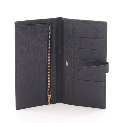 ベアンクラシック 二つ折り長財布 ヴォーエプソン ブラック ゴールド金具 □K刻印 エルメス 財布・小物 HERMES