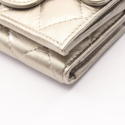2.55 マトラッセ 三つ折り財布 レザー シャンパンゴールド ゴールド金具 シャネル 財布・小物 CHANEL