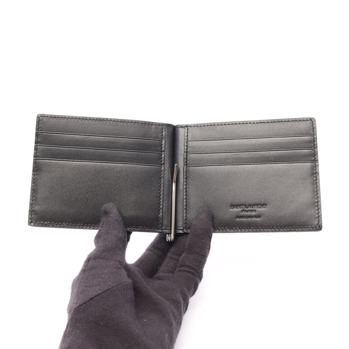 クラシック サンローラン ビルクリップ ウォレット 二つ折り財布 札入れ レザー ブラック サンローランパリ 財布・小物 SAINT LAURENT PARIS