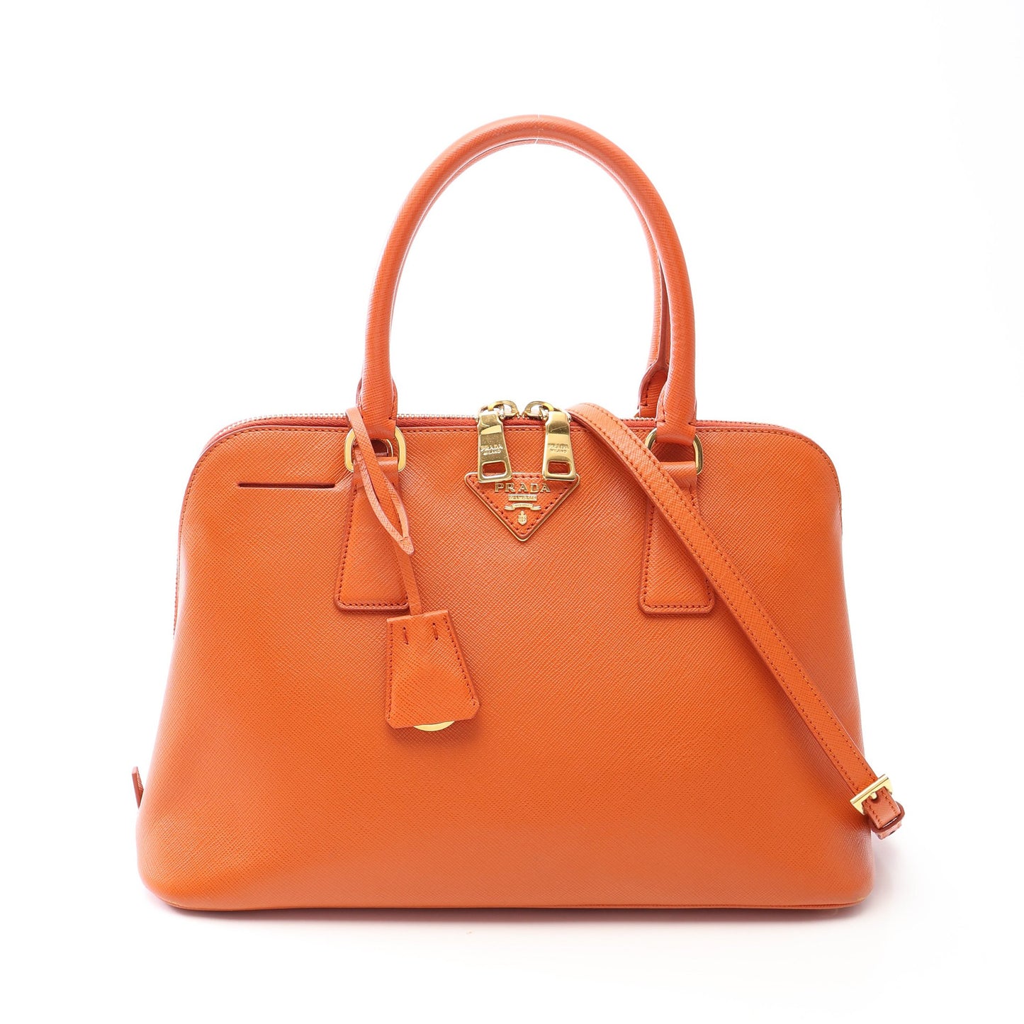 SAFFIANO LUX 2WAY ハンドバッグ サフィアーノレザー オレンジ プラダ バッグ PRADA