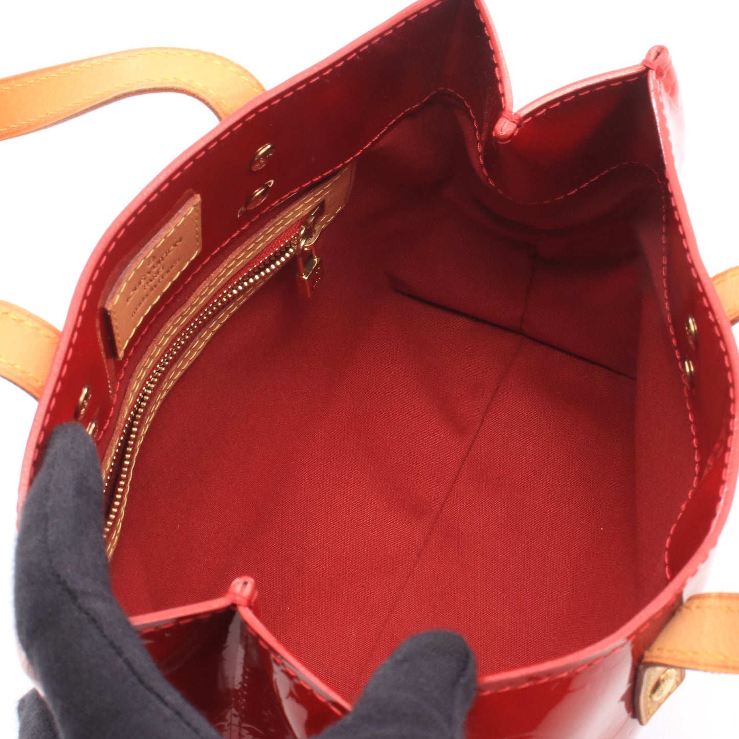 リードPM モノグラムヴェルニ ポムダムール ハンドバッグ レザー レッド ルイヴィトン バッグ LOUIS VUITTON