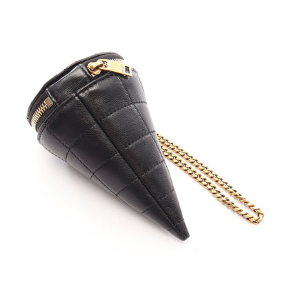 マイクロ コーンポーチ バッグチャーム レザー ブラック サンローランパリ 財布・小物 SAINT LAURENT PARIS