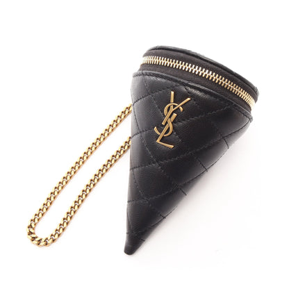 マイクロ コーンポーチ バッグチャーム レザー ブラック サンローランパリ 財布・小物 SAINT LAURENT PARIS