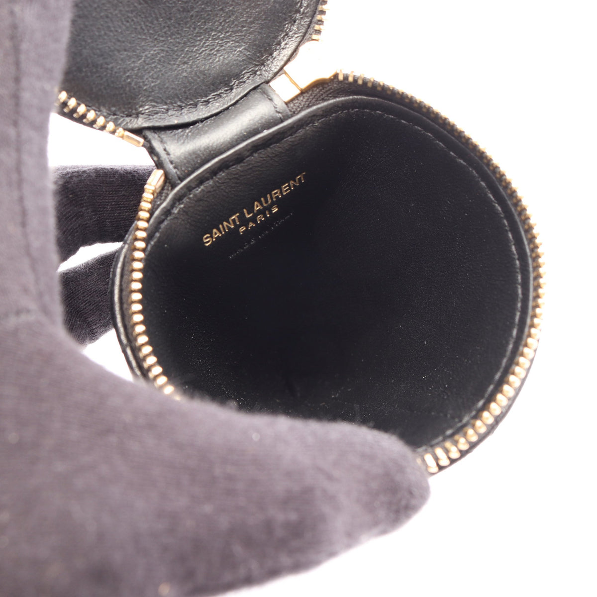 マイクロ コーンポーチ バッグチャーム レザー ブラック サンローランパリ 財布・小物 SAINT LAURENT PARIS