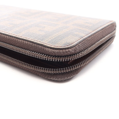 ズッカ ラウンドファスナー長財布 PVC レザー ブラウン ブラック フェンディ 財布・小物 FENDI