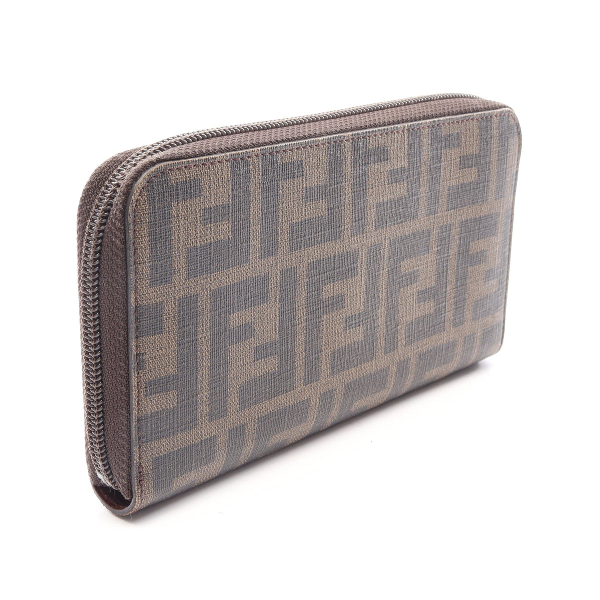 ズッカ ラウンドファスナー長財布 PVC レザー ブラウン ブラック フェンディ 財布・小物 FENDI