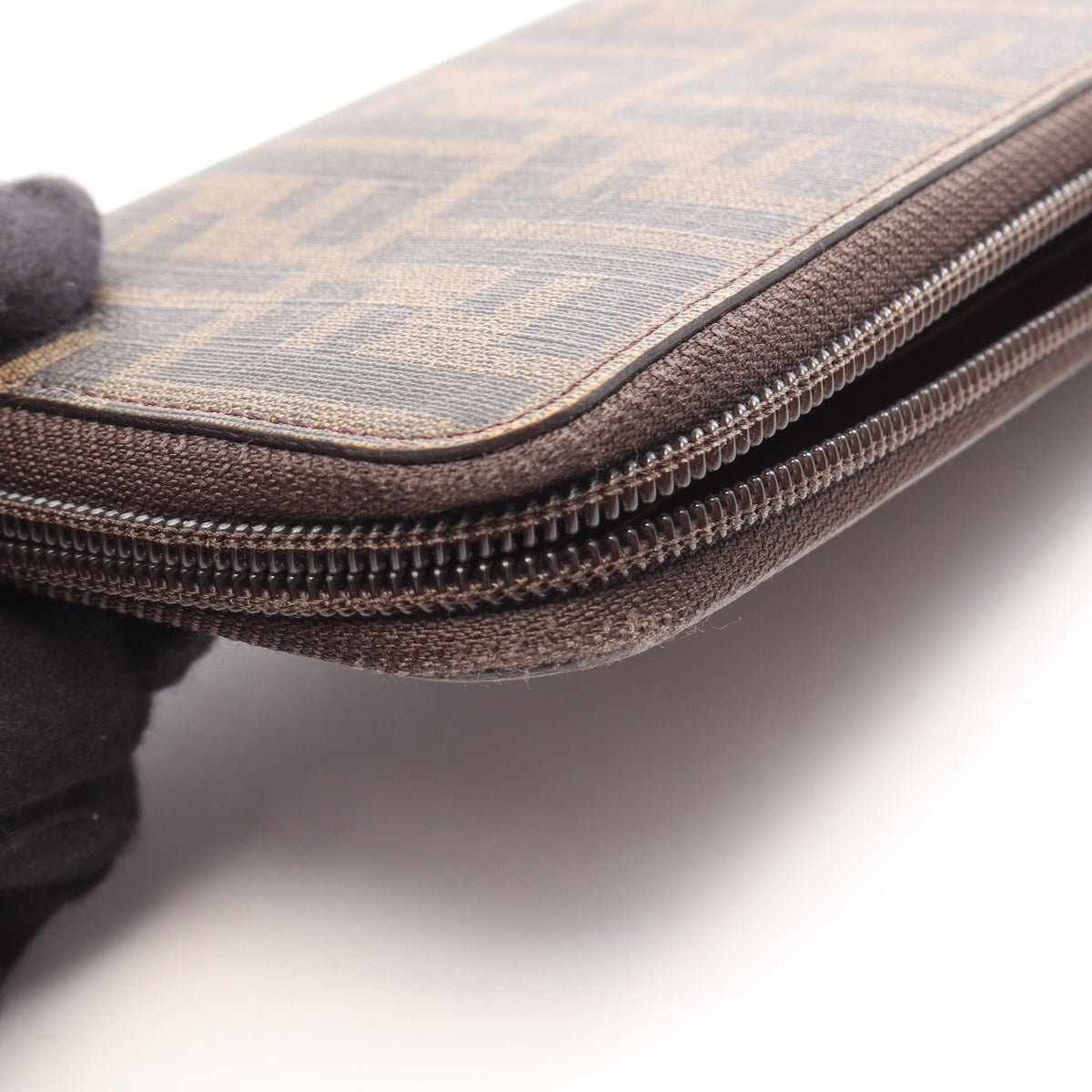 ズッカ ラウンドファスナー長財布 PVC レザー ブラウン ブラック フェンディ 財布・小物 FENDI