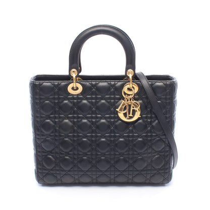 レディディオール ラージ 2WAY ハンドバッグ レザー ブラック クリスチャンディオール バッグ Christian Dior