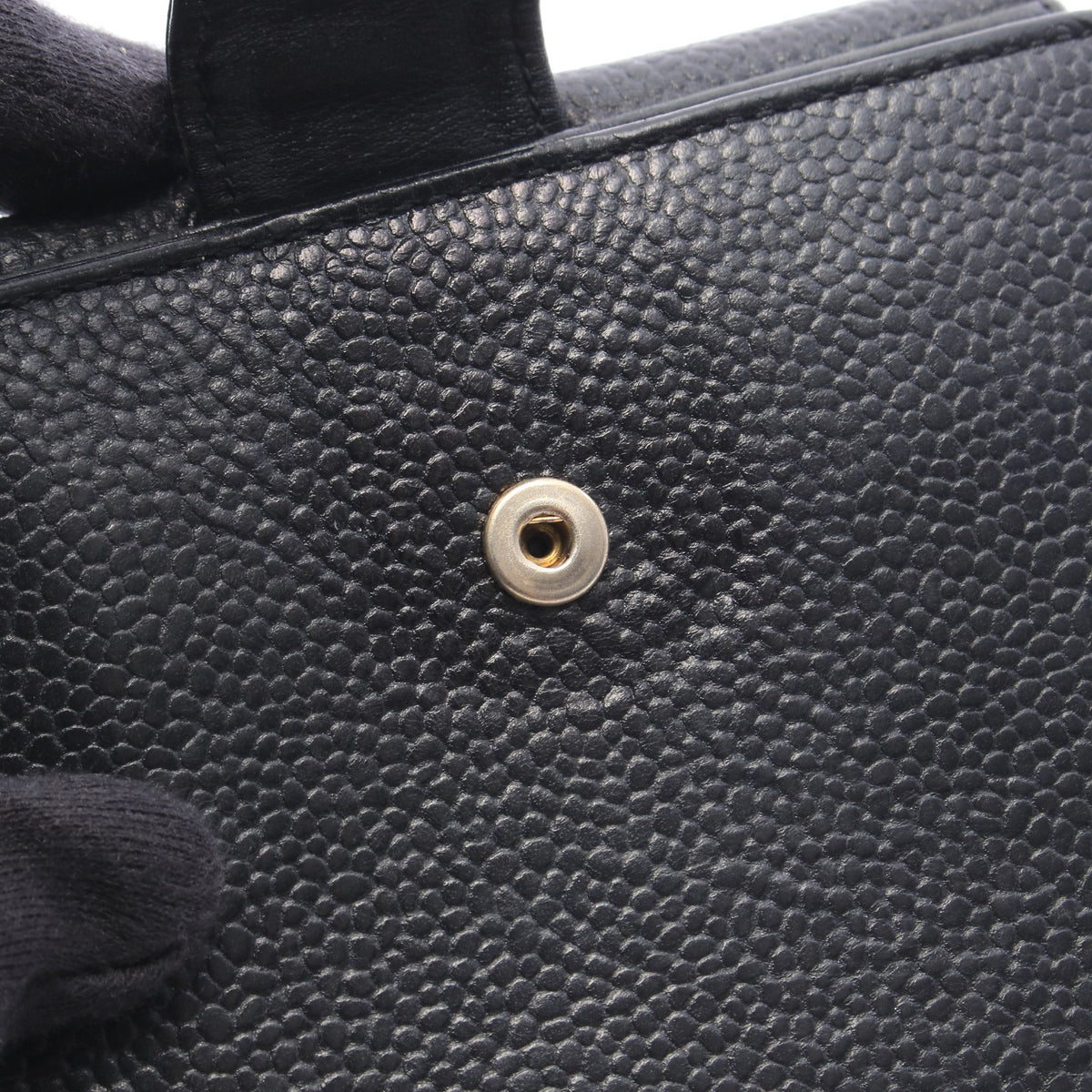 ココマーク 二つ折り財布 Wホック財布 キャビアスキン ブラック シルバー金具 シャネル 財布・小物 CHANEL