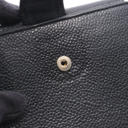 ココマーク 二つ折り財布 Wホック財布 キャビアスキン ブラック シルバー金具 シャネル 財布・小物 CHANEL