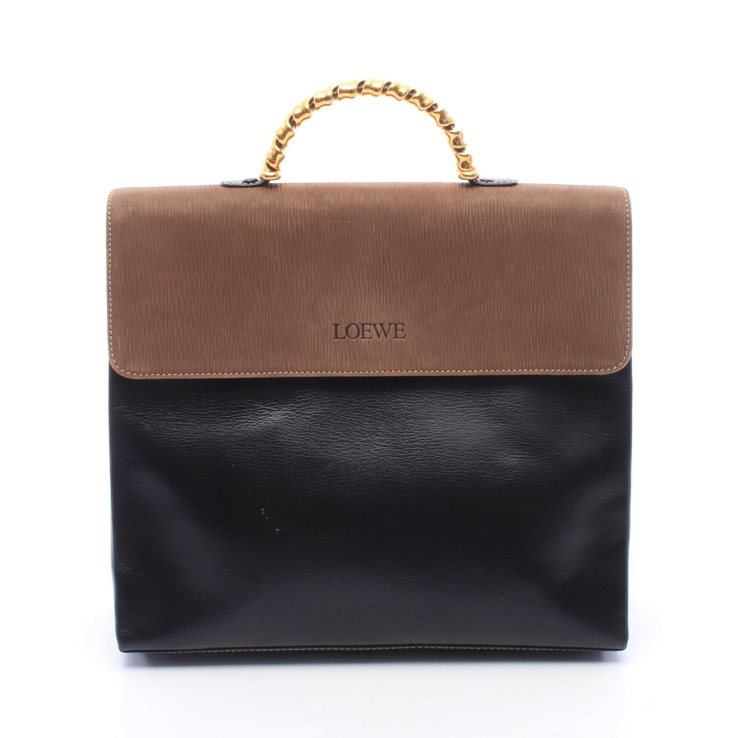 ベラスケス ツイスト ハンドバッグ レザー ヌバック ブラック ブラウン ロエベ バッグ LOEWE